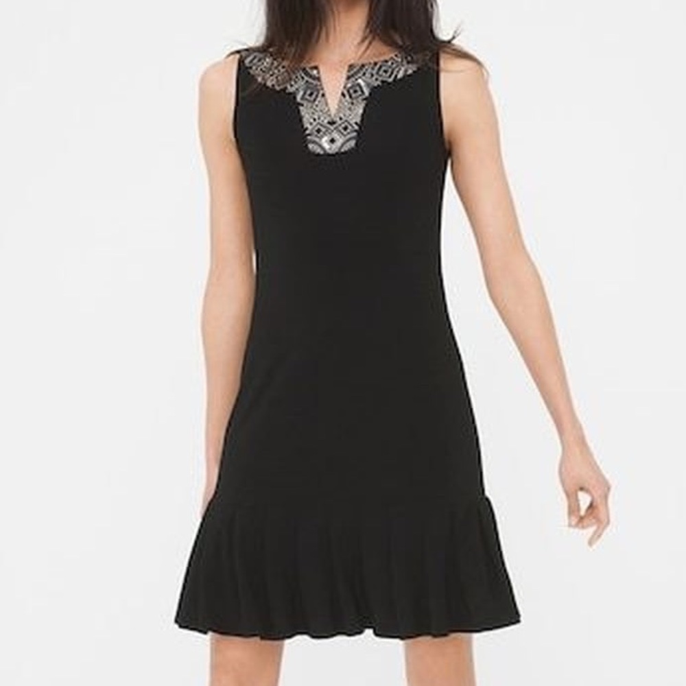 White House Black Market Embellished Pleat-Hem Dress